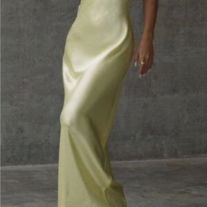 Rumored Gold Satin Evening Dress
